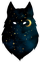 Moon and Stars Wolf Silhouette Sticker