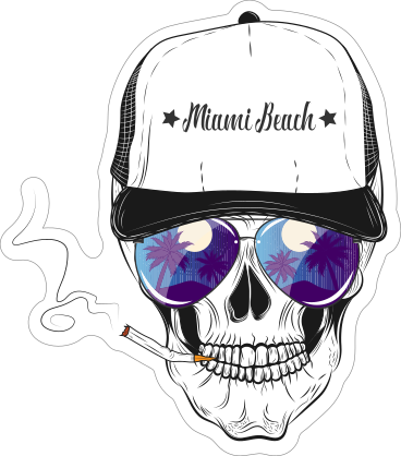 Moon Glow Glasses Skull in Baseball Cap Sticker