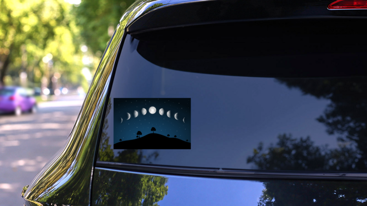 Moon Phases Night Landscape Sticker on a Rear Car Window (New) example