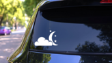 Moon, Stars And Clouds Sticker on a Rear Car Window (New) example