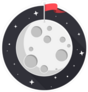 Moon With Flag And Stars Flat Design Sticker