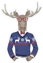 Moose Dressed Up In Jacquard Pullover Sticker