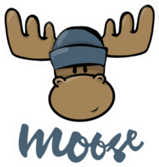 Moose Head Cartoon In Blue Sticker