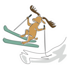 Moose Skiing On Mountain Sticker