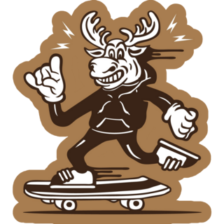 Moose Wearing Hoodie Skater Sticker