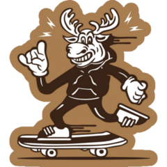 Moose Wearing Hoodie Skater Sticker