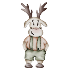 Moose Wearing Suspenders Sticker