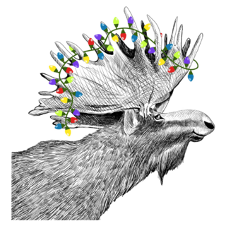 Moose With Christmas Lights Silly Sticker