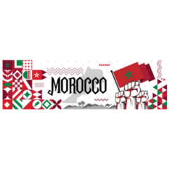Morocco Flag And Map With Raised Fists Banner Sticker