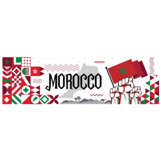 Morocco Flag And Map With Raised Fists Banner Sticker