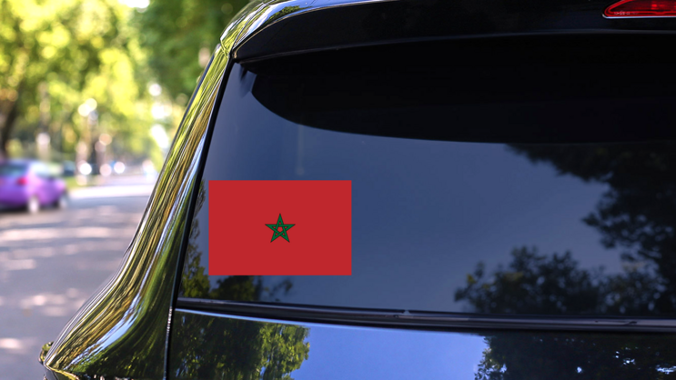 Morocco Flag Sticker on a Rear Car Window (New) example