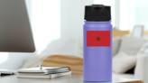 Morocco Flag Sticker on a Water Bottle (New) example