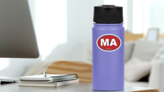 Morocco Ma Flag Oval Sticker on a Water Bottle (New) example