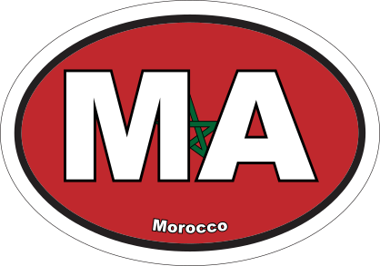 Morocco Ma Flag Oval Sticker