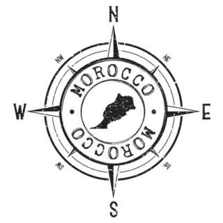 Morocco Stamp Map Compass Adventure Sticker