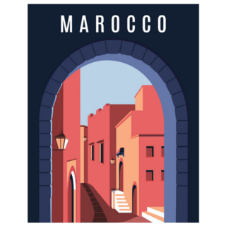 Morocco Travel Poster Landscape Of City Sticker