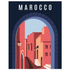 Morocco Travel Poster Landscape Of City Sticker