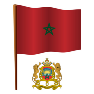 Morocco Wavy Flag And Coat Of Arm Sticker