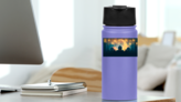 Mosque Silhouette Crescent Moon Sticker on a Water Bottle (New) example