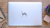 Mosquito Biting In Low Poly Art Sticker on a Laptop (New) example