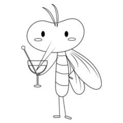 Mosquito Illustration Having A Cocktail Sticker