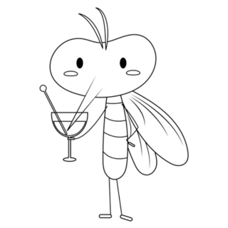 Mosquito Illustration Having A Cocktail Sticker