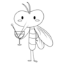 Mosquito Illustration Having A Cocktail Sticker