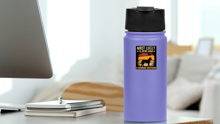 Most Likely German Shepherd Sticker on a Water Bottle (New) example