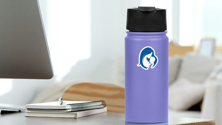 Mother And Baby Silhouette Sticker on a Water Bottle (New) example