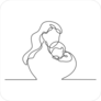 Mother and Child Continuous Line Art Sticker