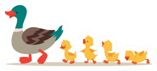 Mother Duck And Ducklings Cute Baby Ducks Walking Sticker
