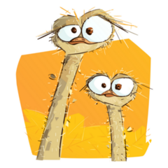 Mother Ostrich And Her Baby Sticker