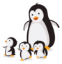Mother Penguin With Baby Penguins Cartoon Sticker