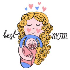 Mothers Day Card Best Mom Illustration Sticker