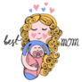 Mothers Day Card Best Mom Illustration Sticker