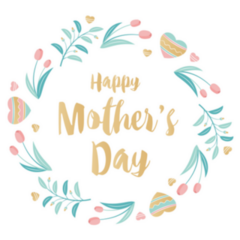 Mothers Day With Wreath Of Flowers And Hearts Sticker