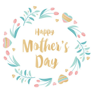 Mothers Day With Wreath Of Flowers And Hearts Sticker