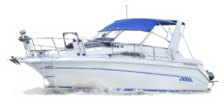 Motor Boat On White Sticker