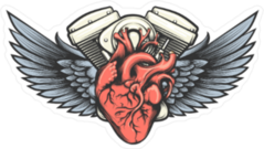 Motorcycle Engine With Wings Tattoo Sticker