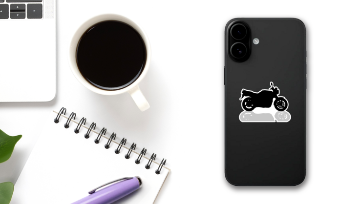 Motorcycle Illustration On White Background Sticker on a Phone (New) example