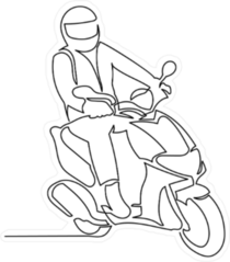 Motorcyclist Line Art Sticker