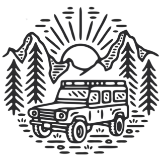 Mountain Adventure Drawing Sticker