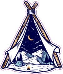 Mountain And Tent Vector Illustration