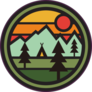 Mountain, Camp And Sun Adventure Logo Design