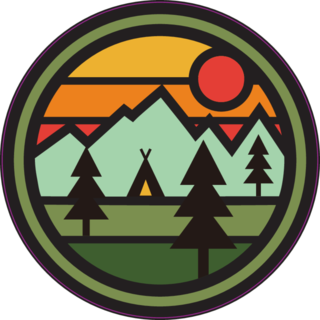 Mountain, Camp And Sun Adventure Logo Design 