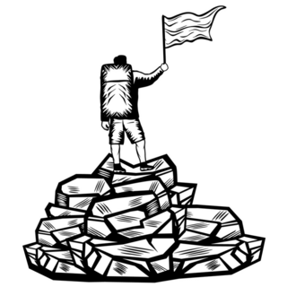 Mountain Climber Raises Flag Sticker