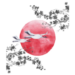 Mountain Fuji With Branch Of Cherry Blossom Japan Sticker