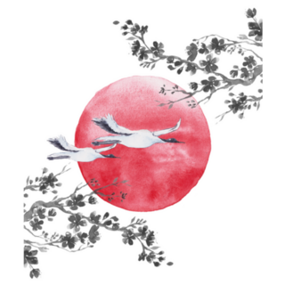 Mountain Fuji With Branch Of Cherry Blossom Japan Sticker