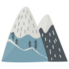 Mountain Landscape Cute Winter Illustration Sticker