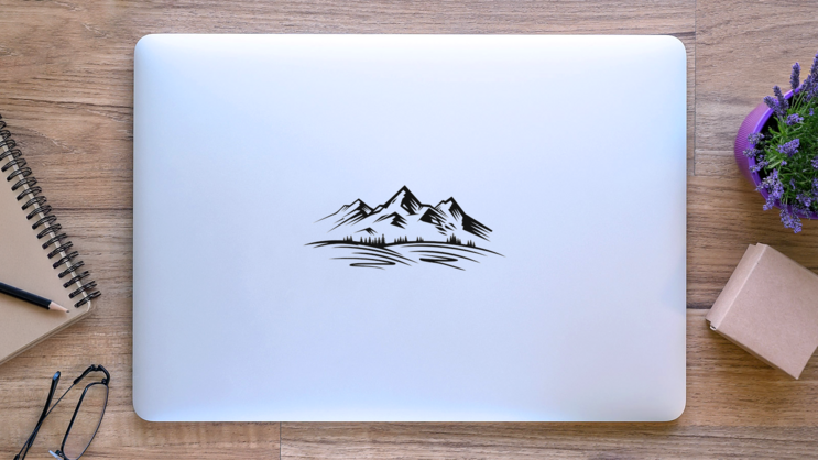 Mountain Landscape Scribble Sticker on a Laptop (New) example